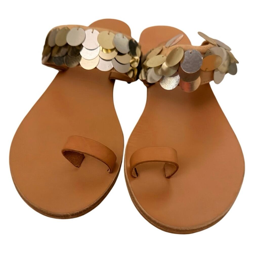 Ancient Greek Sandals Calisto Metallic Disc Toe Ring Sandals Size 41 - Picture 2 of 3